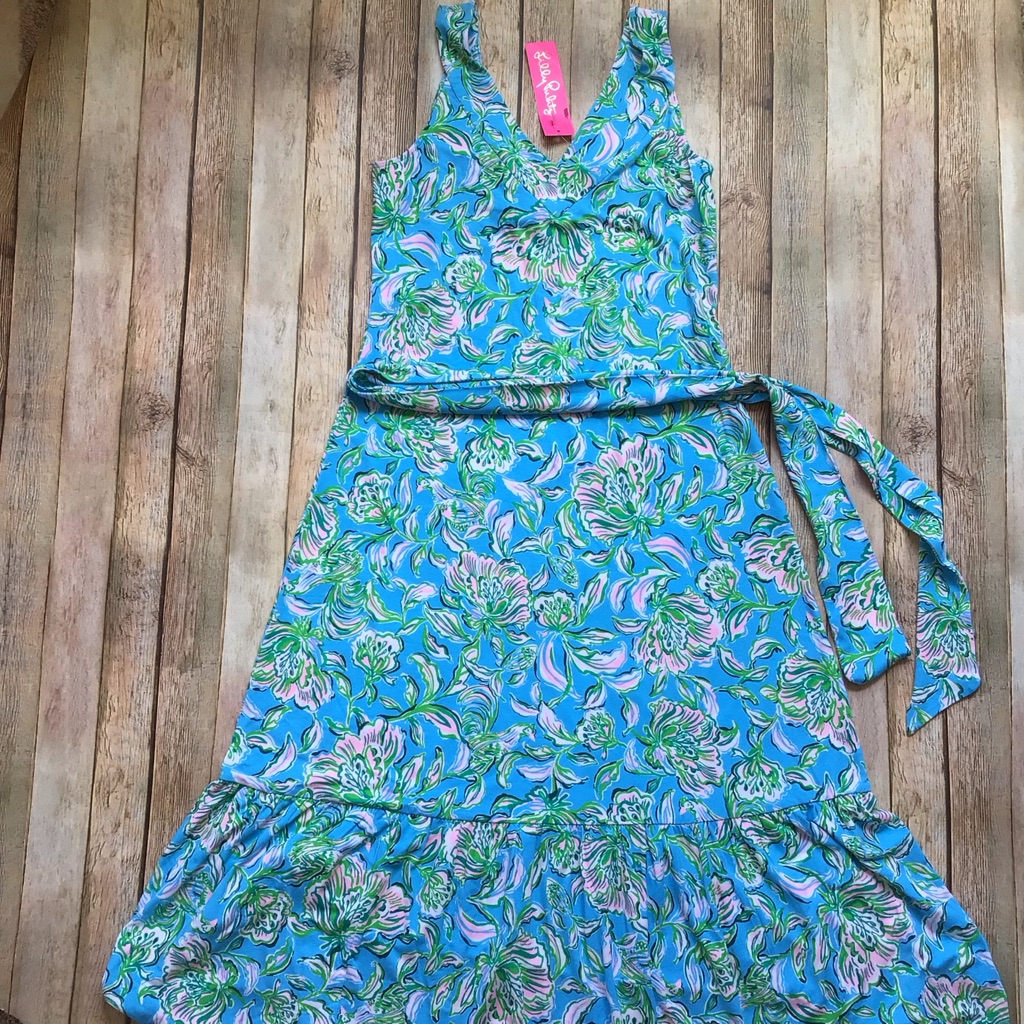 Nwt Lilly Pulitzer Madsen V-Neck Midi Dress Chick Magnet